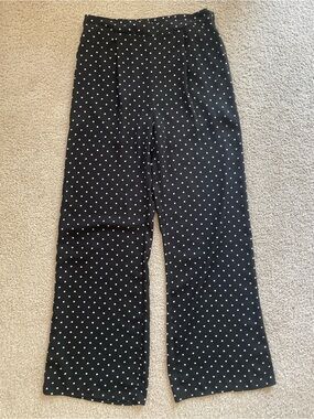 2Sable Black Polka Dot Wide Leg Trouser Pants